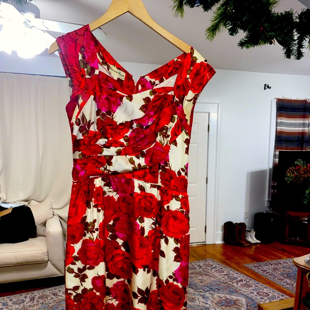 Red patterned dress